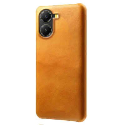Xiaomi Poco X7 Pro 5G-hoesje met kalfslederstructuur, PU-leer, hard PC-beschermhoes - Oranje