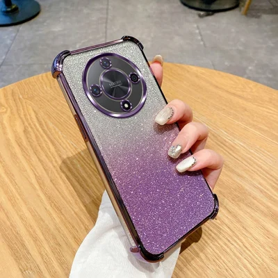 For Honor X9b 5G Case Glitter TPU Phone Cover with Reinforced Corners - Purple