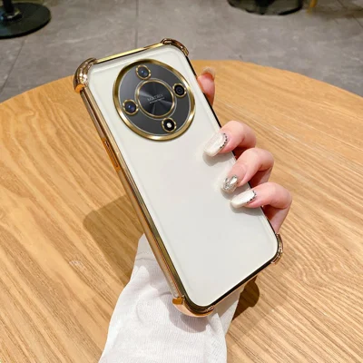For Honor X9b 5G Case Reinforced Corners TPU Clear Back Cover - Gold