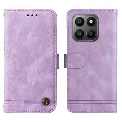 For Honor 400 Smart 5G / 4G / X7d 4G Leather Wallet Cases Skin Touch Phone Cover Stand with Strap - Purple