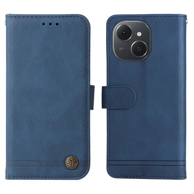 For TECNO Spark 40C Leather Wallet Cases Skin Touch Phone Cover Stand with Strap - Blue