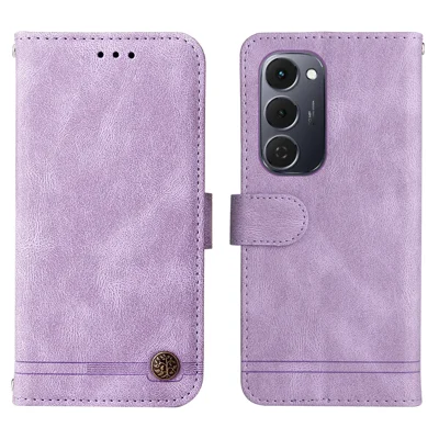 For TECNO Spark 40 Pro+ 4G Leather Wallet Cases Skin Touch Phone Cover Stand with Strap - Purple