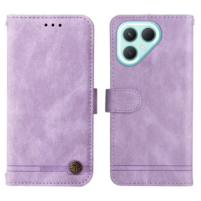 For TECNO Pova 7 Pro 5G Leather Wallet Cases Skin Touch Phone Cover Stand with Strap - Purple