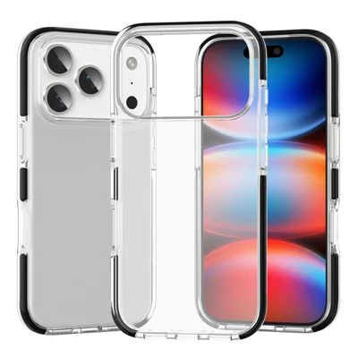 For iPhone 17 Pro Case TPU+TPE Anti-drop Clear Phone Cover - Transparent Black
