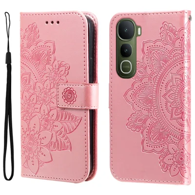 For vivo Y400 5G Case Floral Pattern PU Leather Wallet Stand Phone Cover - Pink