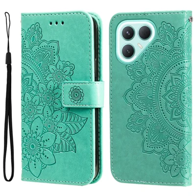 For TECNO Pova 7 Pro 5G Case Floral Pattern PU Leather Wallet Stand Phone Cover - Green