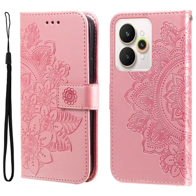 For Realme 15 Pro 5G / Realme 15 5G Case Floral Pattern PU Leather Wallet Stand Phone Cover - Pink