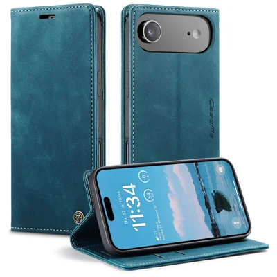 CASEME For iPhone Air Wallet Case  013 Series PU Leather Phone Cover Stand - Blue