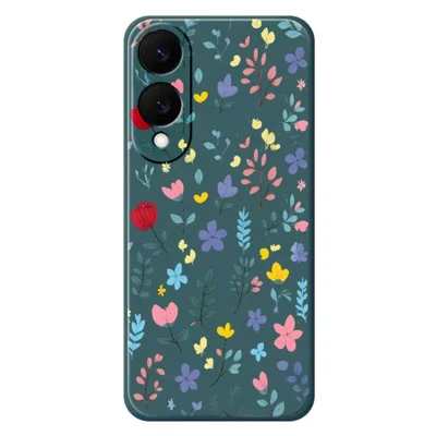 For Samsung Galaxy S25 Edge Case Colorful Flower Branches Pattern Printing Straight Edge TPU Phone Back Cover - Green