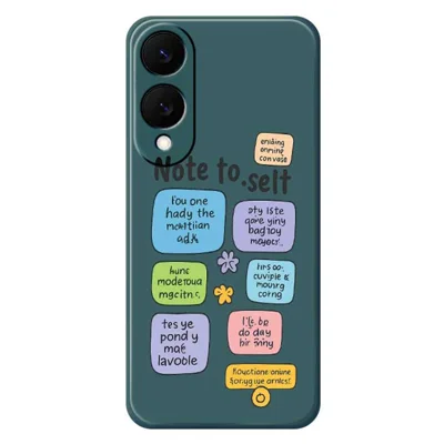 For Samsung Galaxy S25 Edge Case Colored Sticky Notes Pattern Printing Straight Edge TPU Phone Back Cover - Green