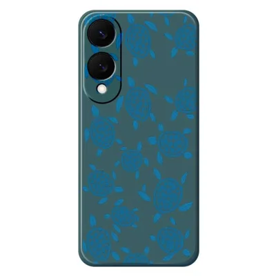 Voor Samsung Galaxy S25 Edge hoesje met blauw schildpaddenpatroon Rechte rand TPU telefoonhoes - Groen