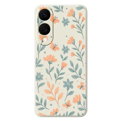Samsung Galaxy S25 Edge hoesje met gele bloemenpatroon Rechte rand TPU telefoonhoesje - Beige