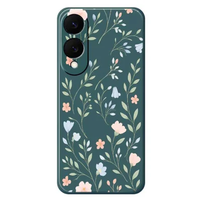 For Samsung Galaxy S25 Edge Case Pink Blue Flowers Pattern Printing Straight Edge TPU Phone Back Cover - Green