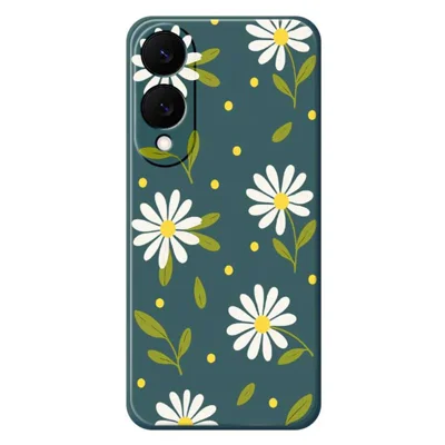 For Samsung Galaxy S25 Edge Case White Flowers Green Leaves Pattern Printing Straight Edge TPU Phone Back Cover - Green