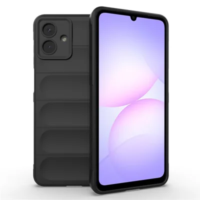 AMORUS för Samsung Galaxy A07 4G skållskyddad mjuk TPU robust mobilbakdäck - Svart