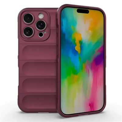 AMORUS For iPhone 16 Pro Case Shockproof Soft TPU Rugged Phone Back Cover - Wine Red