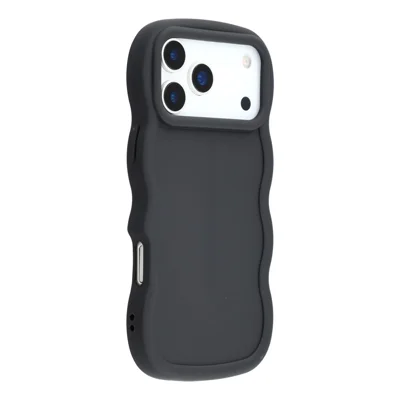 For iPhone 17 Pro Case TPU Protective Phone Cover Unique Curly Wave Frame - Black