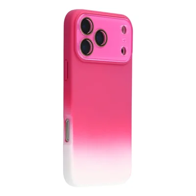 For iPhone 17 Pro Max Case Dual-Color Gradient TPU + Fiber Lining Phone Cover with Lens Protector - Rose Gradient