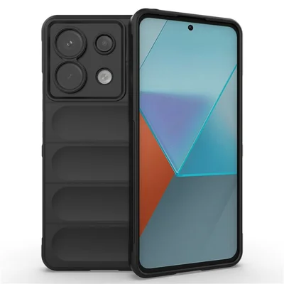 AMORUS For Xiaomi Redmi Note 13 Pro 5G  /  Poco X6 5G Case Shockproof Soft TPU Rugged Phone Back Cover - Black