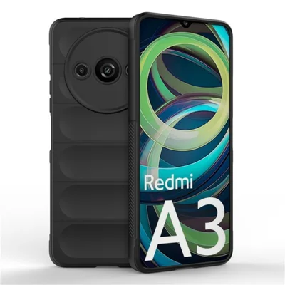 AMORUS For Xiaomi Redmi A3 4G  /  Poco C61 4G Case Shockproof Soft TPU Rugged Phone Back Cover - Black