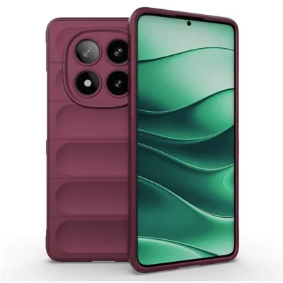 AMORUS For Xiaomi Redmi Note 14 Pro 5G  /  Poco X7 5G Case Shockproof Soft TPU Rugged Phone Back Cover - Wine Red