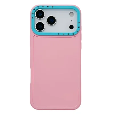 For iPhone 17 Pro Max TPU Case Kontrastfarvet Kameraomramning Stødfast Telefon Bagdæksel - Pink