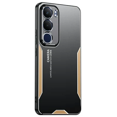 For vivo Y50 Phone Case Aluminium Alloy TPU PC Back Cover - Blue - Gold