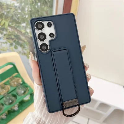 For Samsung Galaxy S25 Ultra Case with Kickstand / D-Ring Holder TPU PC Phone Back Cover - Navy Blue