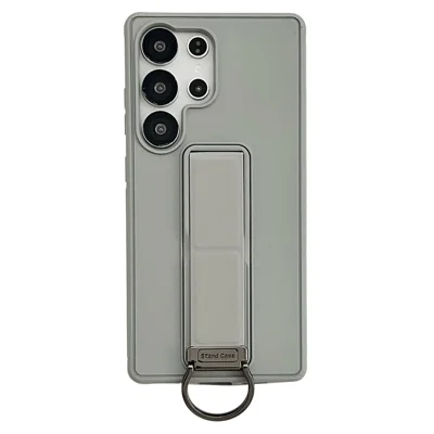 For Samsung Galaxy S24 Ultra Case with Kickstand / D-Ring Holder TPU PC Phone Back Cover - Grey