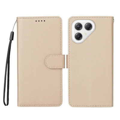 For TECNO Pova 7 Ultra 5G Case RFID Blocking 3 Card Slots PU Leather Phone Cover with Wrist Strap - Creamy White