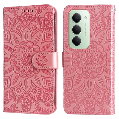 For Xiaomi Redmi 15 4G (EU) (171mm) Case Sunflower Imprint Leather Wallet Phone Cover - Pink