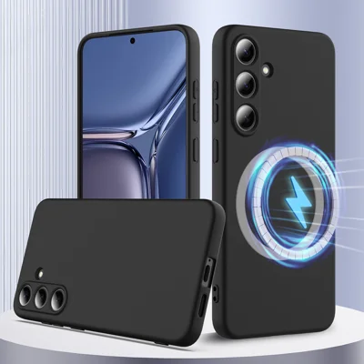 Til Samsung Galaxy S25 FE Case Kompatibel med MagSafe Anti-drop Væske-silikon Telefonbeskyttelse - Sort