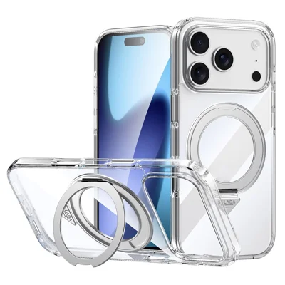 SULADA For iPhone 18 Pro / 17 Pro Magnetic Case with Kickstand TPU + PC Clear Phone Cover