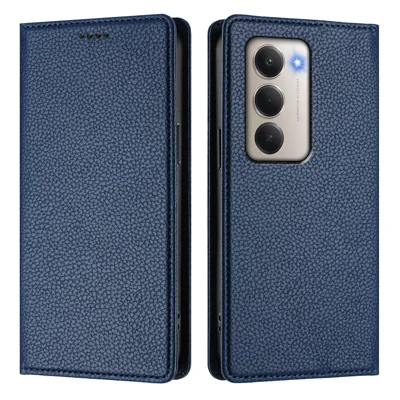 For Xiaomi Redmi 15 5G (Global) (169mm) Wallet Case RFID Blocking Litchi Texture Leather Mobile Cover - Dark Blue