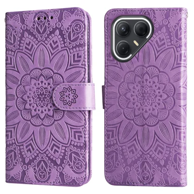 For TECNO Pova 7 5G Case Sunflower Imprint Leather Wallet Phone Cover - Purple