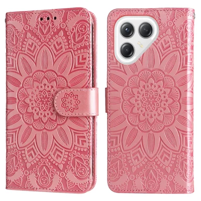 For TECNO Pova 7 Ultra 5G Case Sunflower Imprint Leather Wallet Phone Cover - Pink