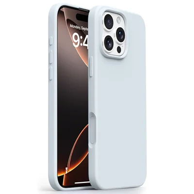 For iPhone 16 Pro Max Case Compatible with MagSafe Ultra Thin Liquid Silicone + PC Phone Cover - Glacier Blue
