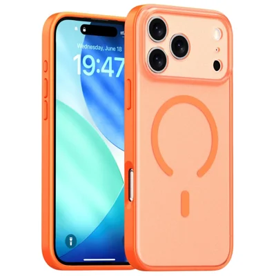 For iPhone 17 Pro Case Compatible with MagSafe Skin Feel Frosted PC + TPU Phone Cover - Orange