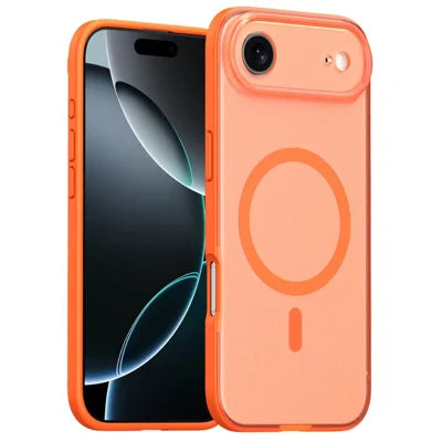 For iPhone Air Case Compatibel met MagSafe Huidgevoelige Frosted PC + TPU Telefoonhoes - Oranje