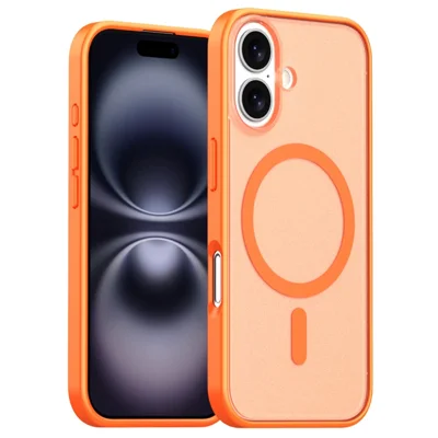 For iPhone 17 Case Compatible with MagSafe Skin Feel Frosted PC + TPU Phone Cover - Orange
