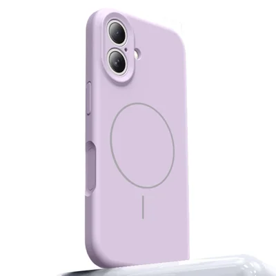 For iPhone 16 Case Compatible with MagSafe Liquid Silicone + PC Phone Cover with Camera Touch Control Button - Light Purple