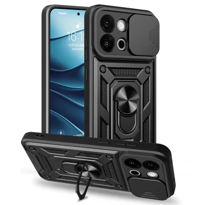 AMORUS til OnePlus 13s 5G / 13T 5G Taske med Kickstand PC + TPU Telefontaske med Kameraobjektivskyde - Sort