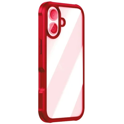 For iPhone 17 Case Double-Sided Tempered Glass + Silicone + TPU Phone Cover - Red