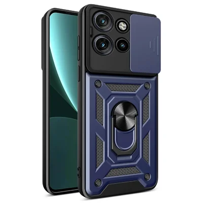 AMORUS For Motorola Edge 60 Neo 5G / Edge 50 Neo 5G / Moto S50 5G / ThinkPhone 25 5G Case Kickstand PC + TPU Phone Cover with Camera Lens Slider - Blue