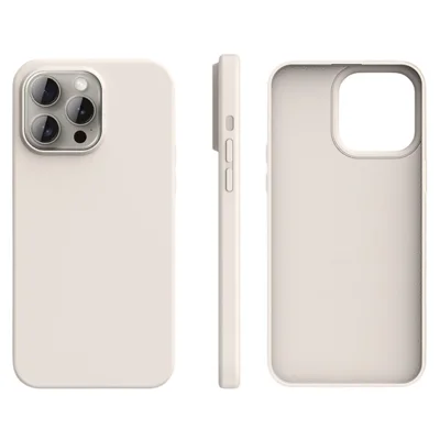 For iPhone 14 Pro Case Ultra Thin Liquid Silicone + PC Anti-Scratch Phone Cover - Antique White