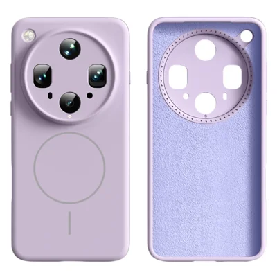 For Oppo Find X8 Ultra 5G Magnetic Case Soft Skin-Touch Liquid Silicone + PC Phone Cover - Light Purple
