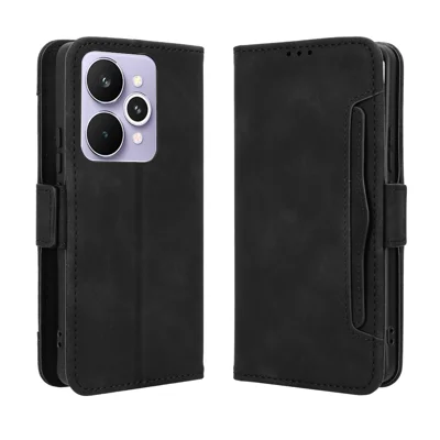 For Realme 15 5G / Realme 15 Pro 5G Leather Case Phone Wallet Cover with Multiple Card Slots - Black