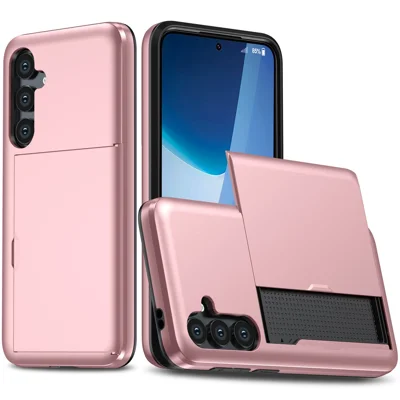 Til Samsung Galaxy S25 FE Etui med Kortholder i TPU + PC Telefon Bagdæksel - Rosenød