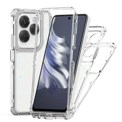 Clear Case for TECNO Spark 20 Pro / Infinix Hot 40 X6836 / Hot 40 Pro X6837 Precise Cutouts Acrylic TPU Phone Cover with Laser-printed Film - Hearts