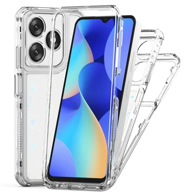 For TECNO Spark 10 4G / Spark 10C 4G Case Precise Cutouts Acrylic TPU Clear Phone Cover with Laser-printed Film - Hearts